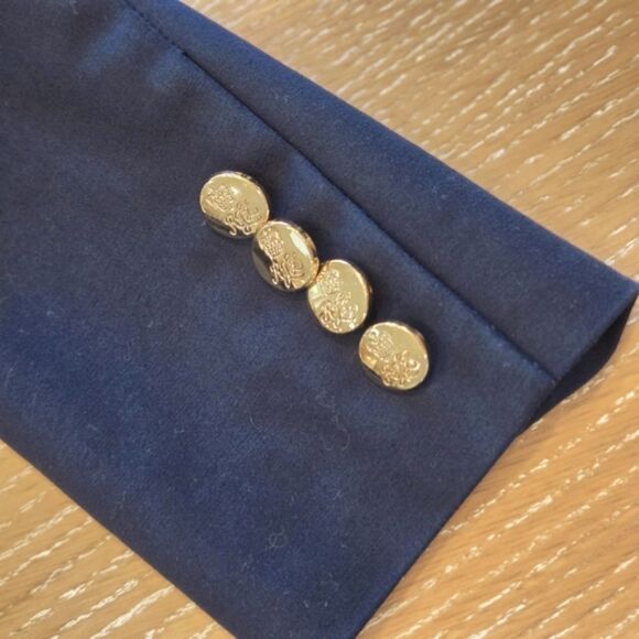 Lauren Ralph Lauren Navy Women's Blazer Gold Buttons Cotton Stretch Tailored 2 - Picture 4 of 11